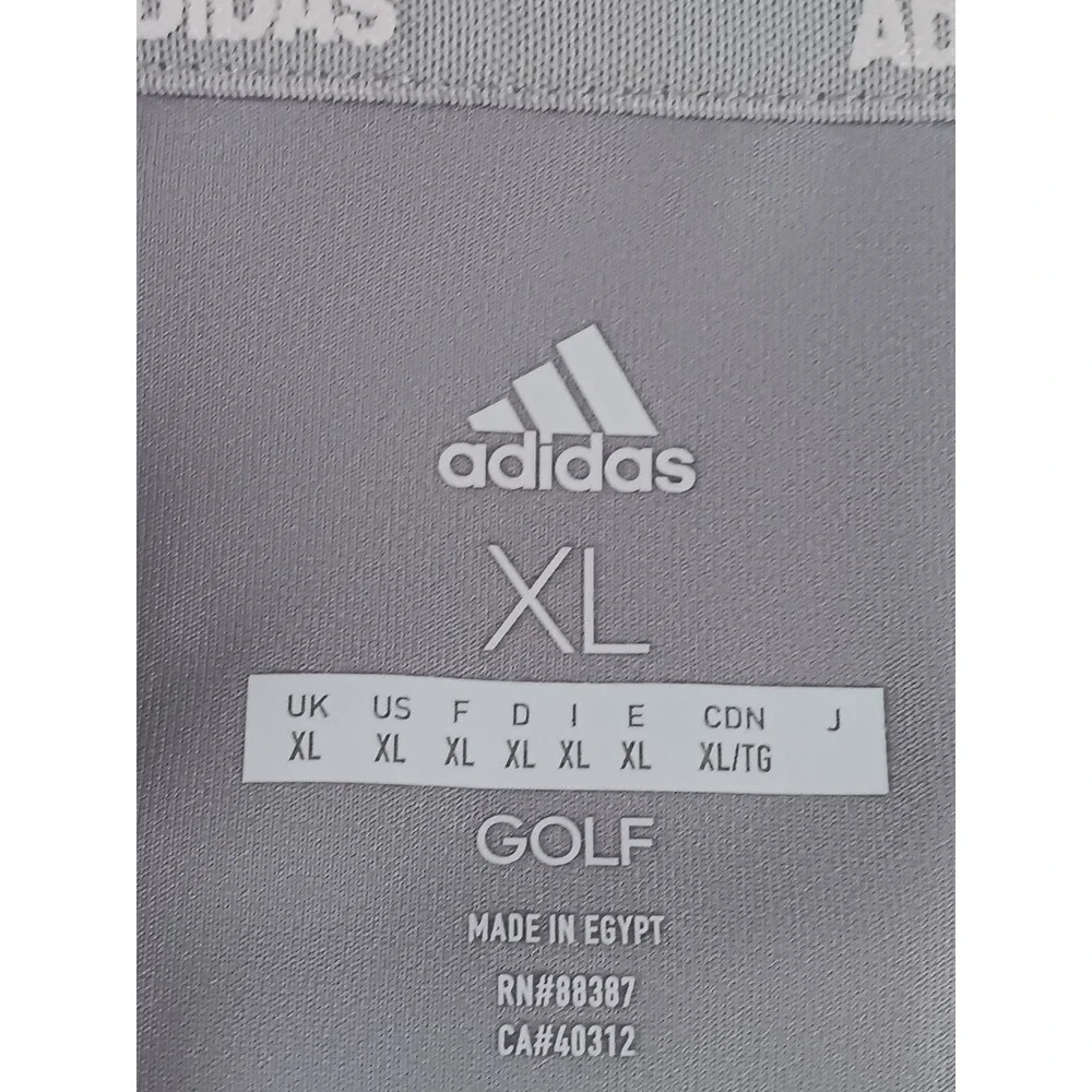 Adidas Golf Polo Shirt Mens XL Gray Performance Stretch Short Sleeve Athletic